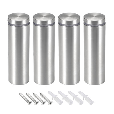 Harfington Glass Standoff Mount Stainless Steel Wall Standoff Holder Advertising Nails 25mm Dia 103mm Length with Mounting Screws , 4 Pcs
