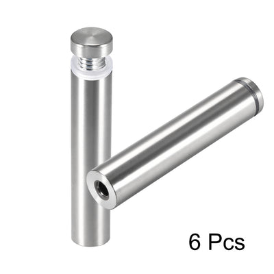 Harfington Glass Standoff Mount Stainless Steel Wall Standoff Holder Advertising Nails 25mm Dia 122mm Length with Mounting Screws , 6 Pcs