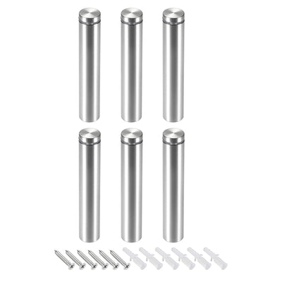 Harfington Glass Standoff Mount Stainless Steel Wall Standoff Holder Advertising Nails 25mm Dia 122mm Length with Mounting Screws , 6 Pcs