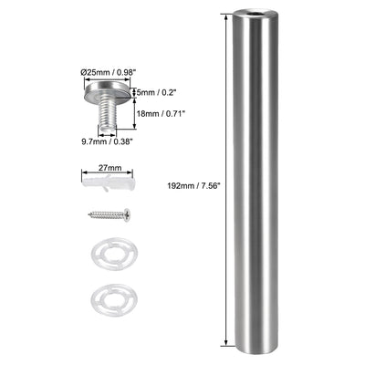 Harfington Glass Standoff Mount Stainless Steel Wall Standoff Holder Advertising Nails 25mm Dia 202mm Length with Mounting Screws , 4 Pcs