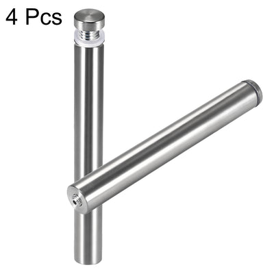 Harfington Glass Standoff Mount Stainless Steel Wall Standoff Holder Advertising Nails 25mm Dia 202mm Length with Mounting Screws , 4 Pcs