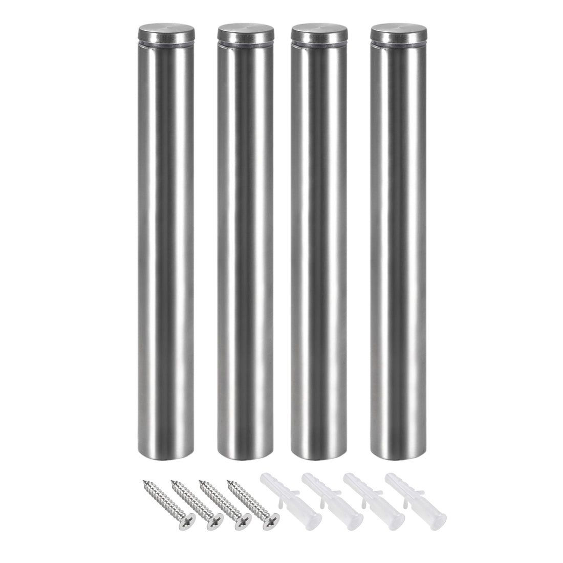 Harfington Glass Standoff Mount Stainless Steel Wall Standoff Holder Advertising Nails 25mm Dia 202mm Length with Mounting Screws , 4 Pcs