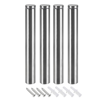 Harfington Glass Standoff Mount Stainless Steel Wall Standoff Holder Advertising Nails 25mm Dia 202mm Length with Mounting Screws , 4 Pcs