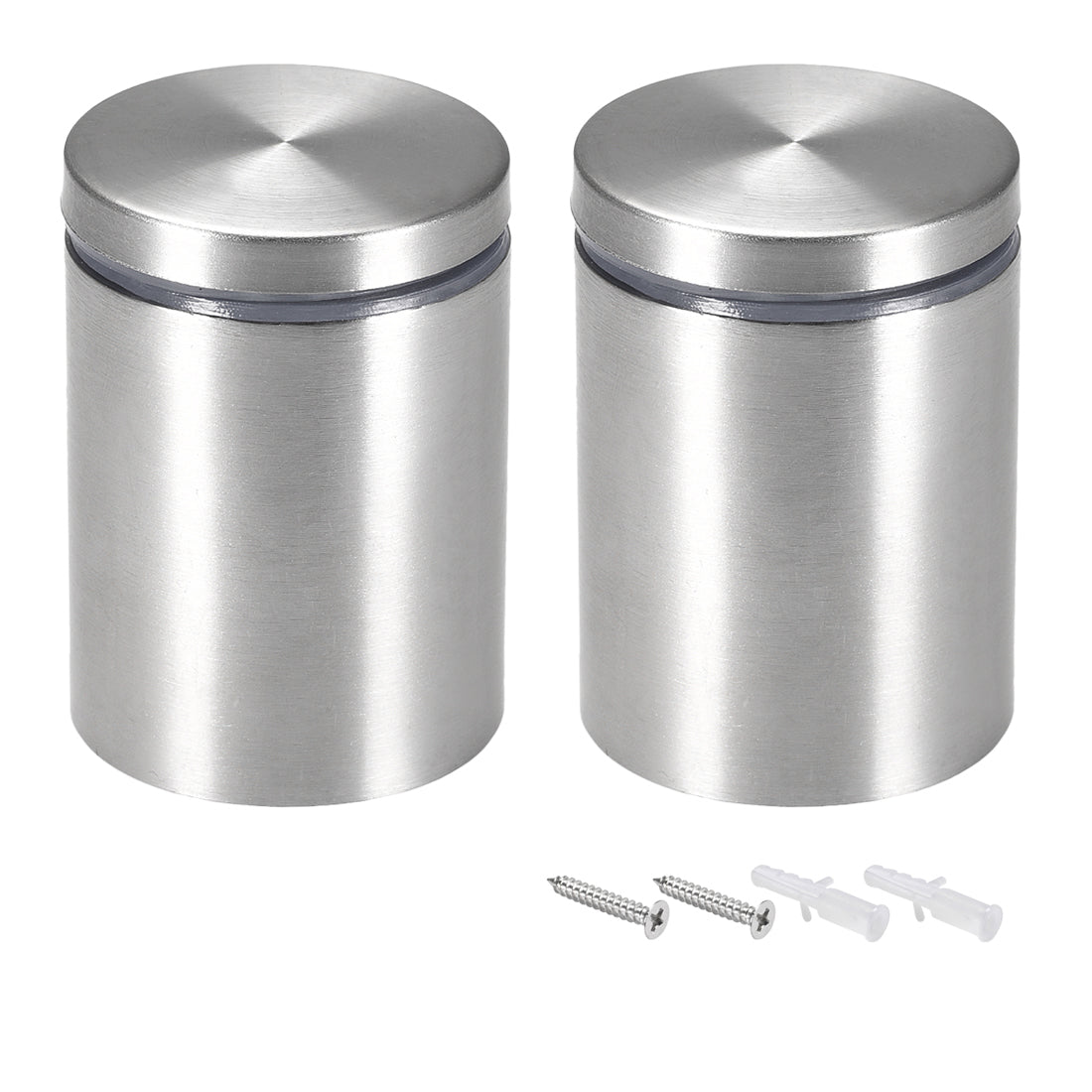 Harfington Glass Standoff Mount Stainless Steel Wall Standoff Holder Advertising Nails 38mm Dia 53mm Length with Mounting Screws , 2 Pcs