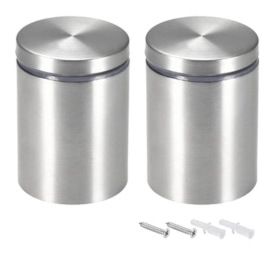 Harfington Glass Standoff Mount Stainless Steel Wall Standoff Holder Advertising Nails 38mm Dia 53mm Length with Mounting Screws , 2 Pcs