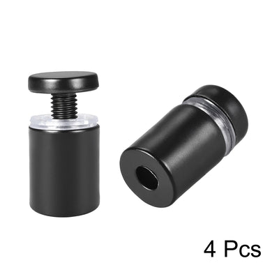 Harfington Glass Standoff Mount Stainless Steel Wall Standoff Holder Advertising Nails 12mm Dia 23mm Length Black with Screws , 4 Pcs