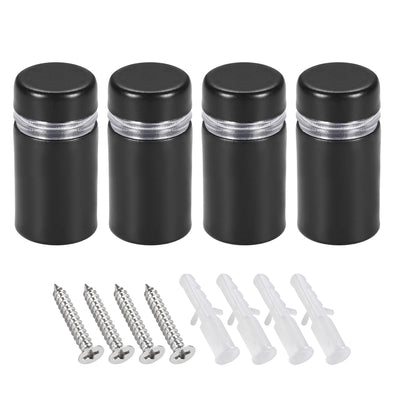 Harfington Glass Standoff Mount Stainless Steel Wall Standoff Holder Advertising Nails 12mm Dia 23mm Length Black with Screws , 4 Pcs