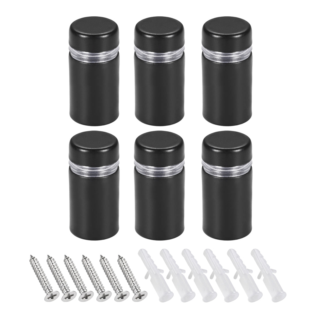 Harfington Glass Standoff Mount Stainless Steel Wall Standoff Holder Advertising Nails 12mm Dia 23mm Length Black with Screws , 6 Pcs