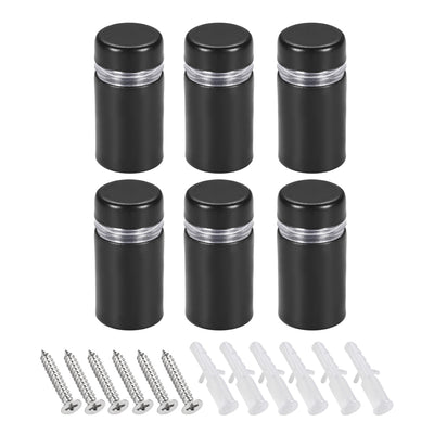 Harfington Glass Standoff Mount Stainless Steel Wall Standoff Holder Advertising Nails 12mm Dia 23mm Length Black with Screws , 6 Pcs