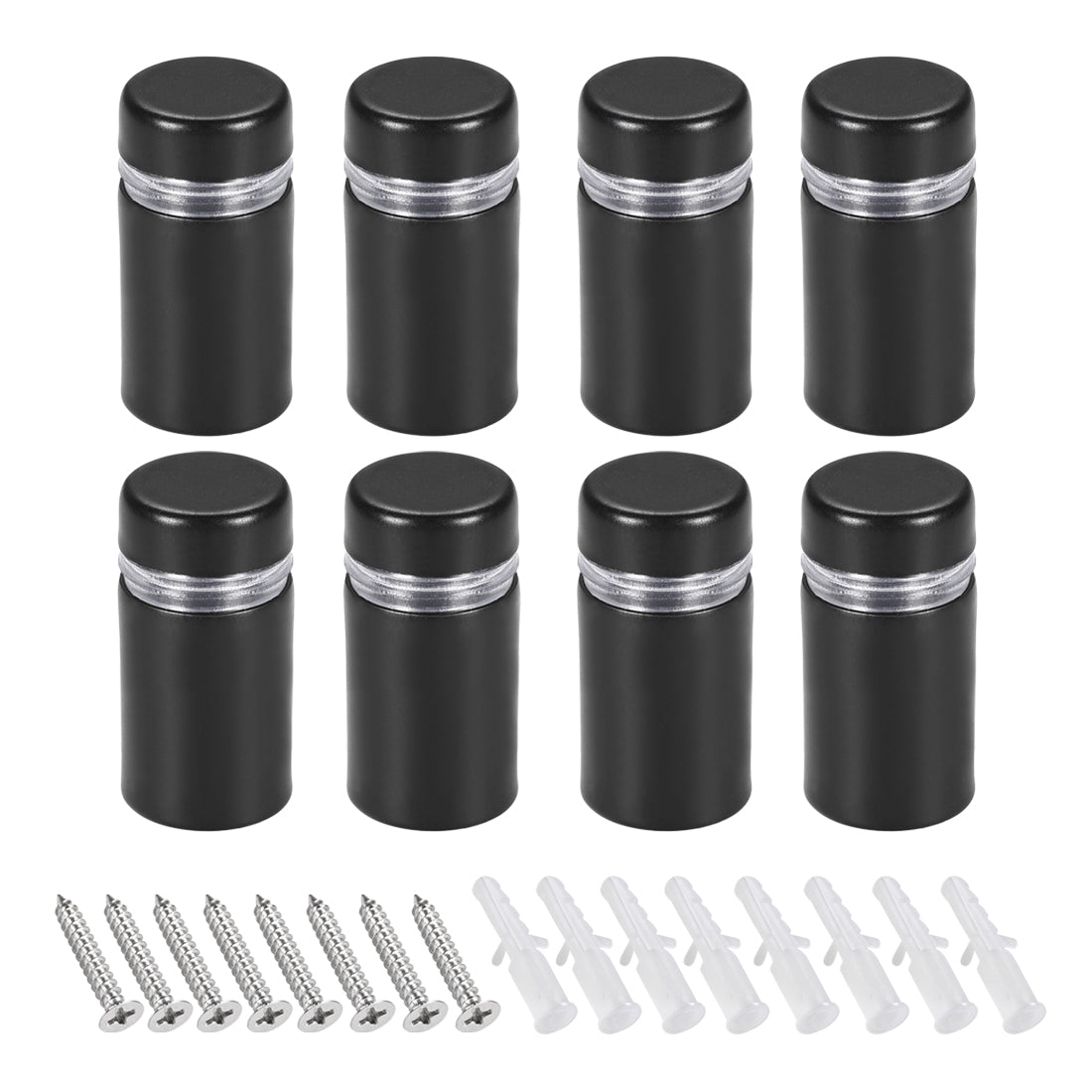 Harfington Glass Standoff Mount Stainless Steel Wall Standoff Holder Advertising Nails 12mm Dia 23mm Length Black with Screws , 8 Pcs