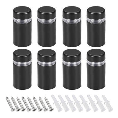 Harfington Glass Standoff Mount Stainless Steel Wall Standoff Holder Advertising Nails 12mm Dia 23mm Length Black with Screws , 8 Pcs