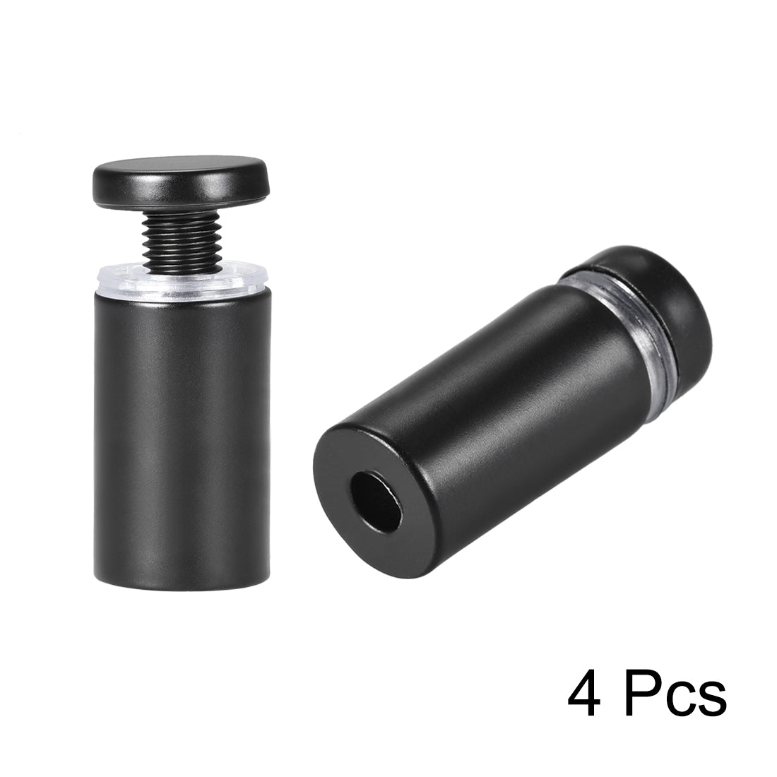 Harfington Glass Standoff Mount Stainless Steel Wall Standoff Holder Advertising Nails 12mm Dia 28mm Length Black with Screws , 4 Pcs