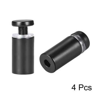 Harfington Glass Standoff Mount Stainless Steel Wall Standoff Holder Advertising Nails 12mm Dia 28mm Length Black with Screws , 4 Pcs