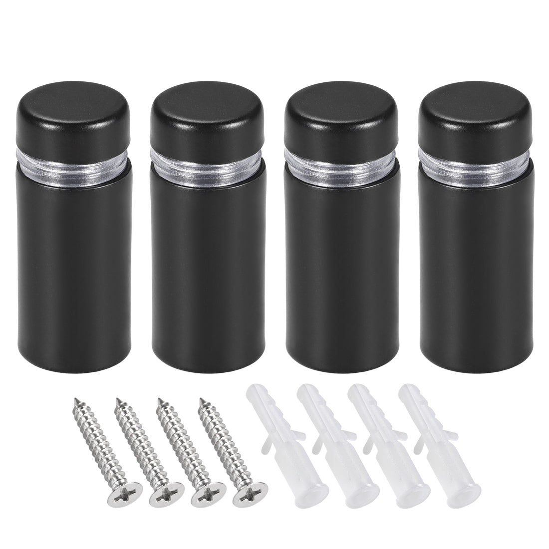 Harfington Glass Standoff Mount Stainless Steel Wall Standoff Holder Advertising Nails 12mm Dia 28mm Length Black with Screws , 4 Pcs