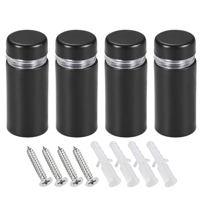 Harfington Glass Standoff Mount Stainless Steel Wall Standoff Holder Advertising Nails 12mm Dia 28mm Length Black with Screws , 4 Pcs