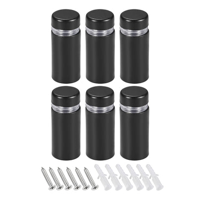 Harfington Glass Standoff Mount Stainless Steel Wall Standoff Holder Advertising Nails 12mm Dia 28mm Length Black with Screws , 6 Pcs