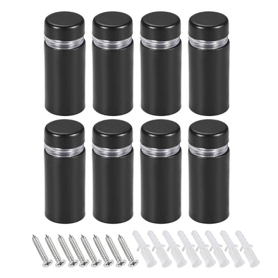 Harfington Glass Standoff Mount Stainless Steel Wall Standoff Holder Advertising Nails 12mm Dia 28mm Length Black with Screws , 8 Pcs