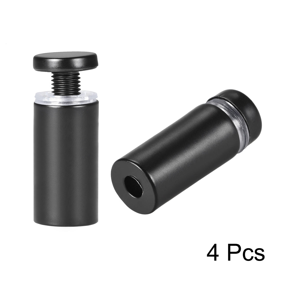 Harfington Glass Standoff Mount Stainless Steel Wall Standoff Holder Advertising Nails 12mm Dia 33mm Length Black with Screws , 4 Pcs