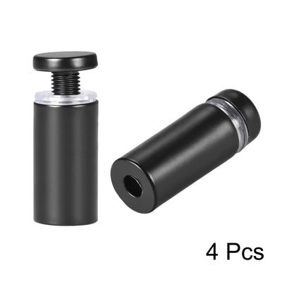 Harfington Glass Standoff Mount Stainless Steel Wall Standoff Holder Advertising Nails 12mm Dia 33mm Length Black with Screws , 4 Pcs