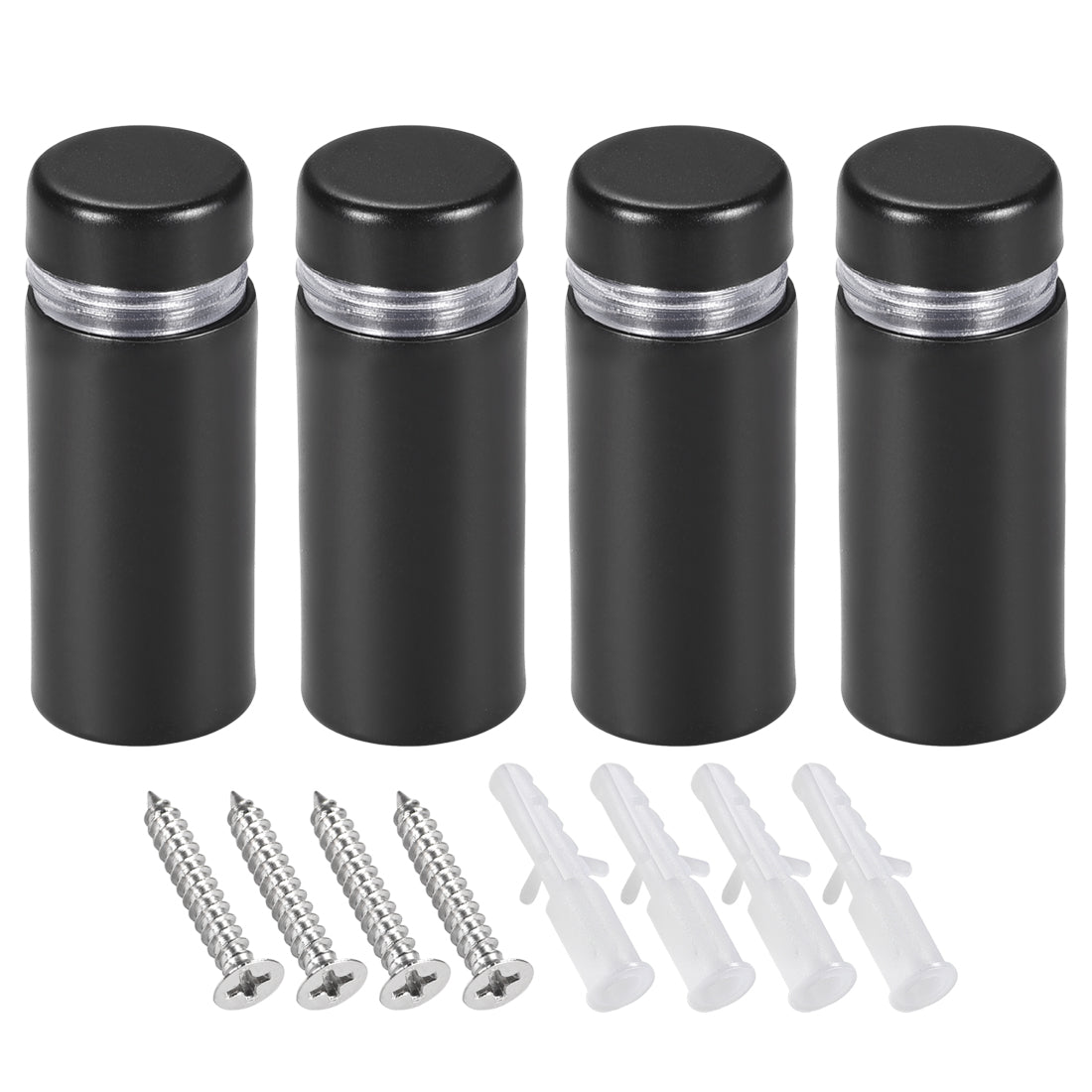 Harfington Glass Standoff Mount Stainless Steel Wall Standoff Holder Advertising Nails 12mm Dia 33mm Length Black with Screws , 4 Pcs