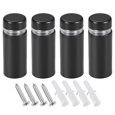 Harfington Glass Standoff Mount Stainless Steel Wall Standoff Holder Advertising Nails 12mm Dia 33mm Length Black with Screws , 4 Pcs