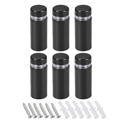 Harfington Glass Standoff Mount Stainless Steel Wall Standoff Holder Advertising Nails 12mm Dia 33mm Length Black with Screws , 6 Pcs