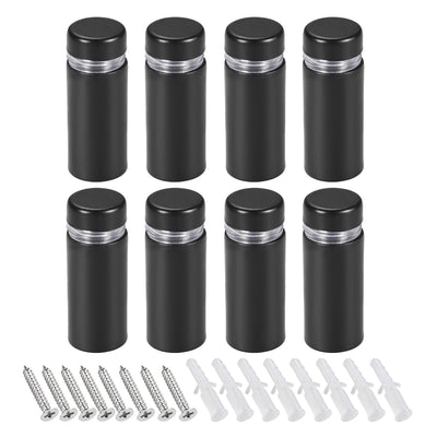 Harfington Glass Standoff Mount Stainless Steel Wall Standoff Holder Advertising Nails 12mm Dia 33mm Length Black with Screws , 8 Pcs