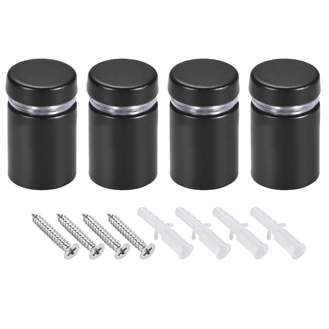 Harfington Glass Standoff Mount Stainless Steel Wall Standoff Holder Advertising Nails 16mm Dia 27mm Length Black with Screws , 4 Pcs