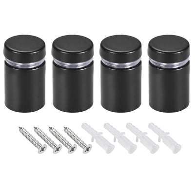 Harfington Glass Standoff Mount Stainless Steel Wall Standoff Holder Advertising Nails 16mm Dia 27mm Length Black with Screws , 4 Pcs