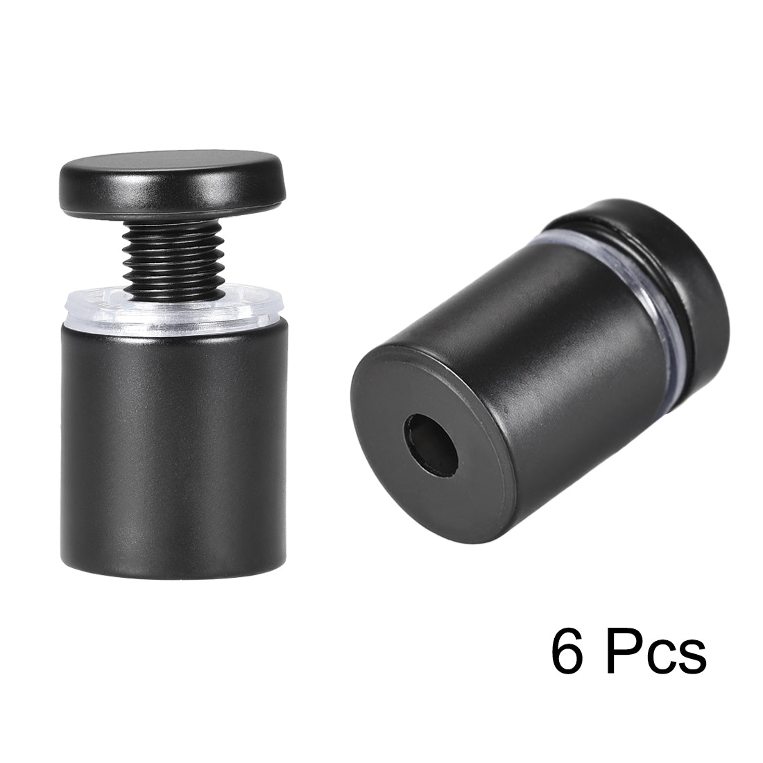 Harfington Glass Standoff Mount Stainless Steel Wall Standoff Holder Advertising Nails 16mm Dia 27mm Length Black with Screws , 6 Pcs