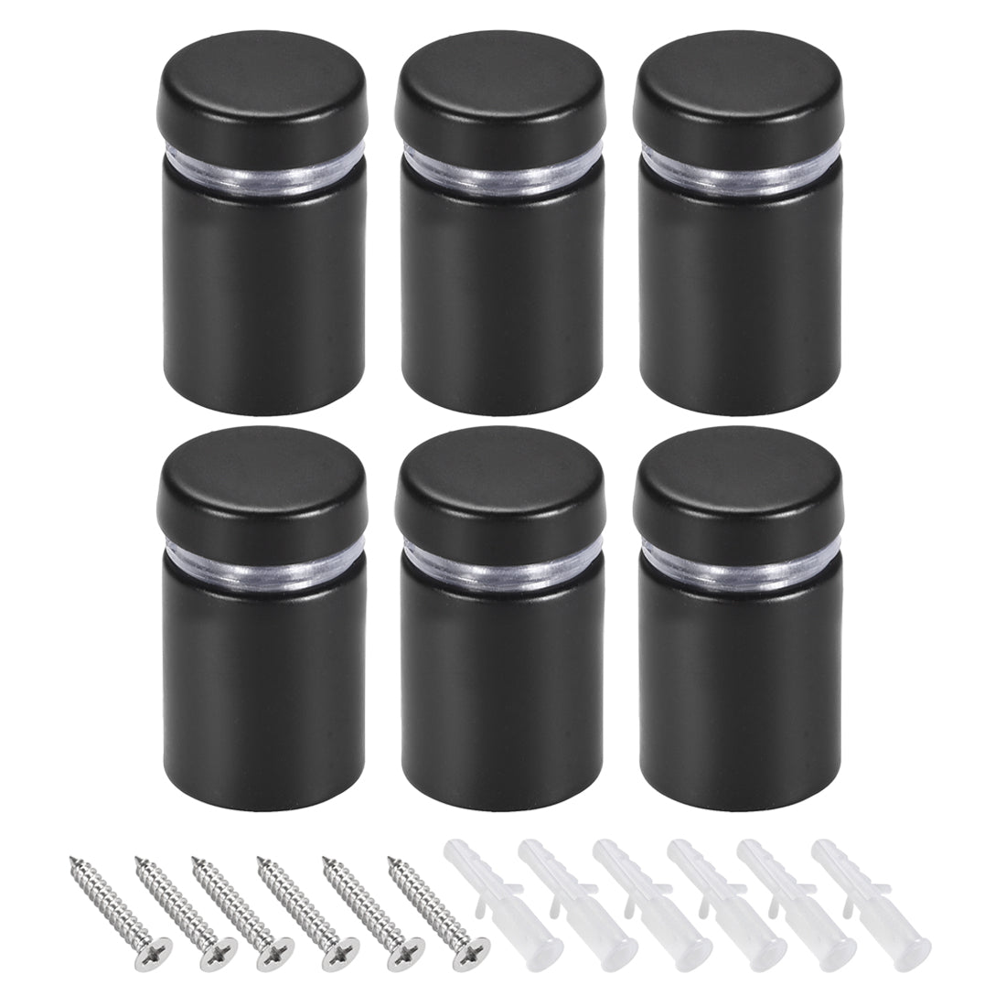 Harfington Glass Standoff Mount Stainless Steel Wall Standoff Holder Advertising Nails 16mm Dia 27mm Length Black with Screws , 6 Pcs