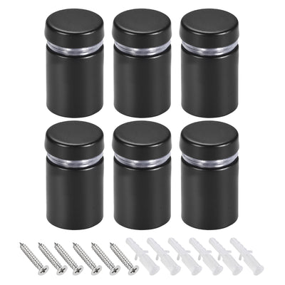 Harfington Glass Standoff Mount Stainless Steel Wall Standoff Holder Advertising Nails 16mm Dia 27mm Length Black with Screws , 6 Pcs