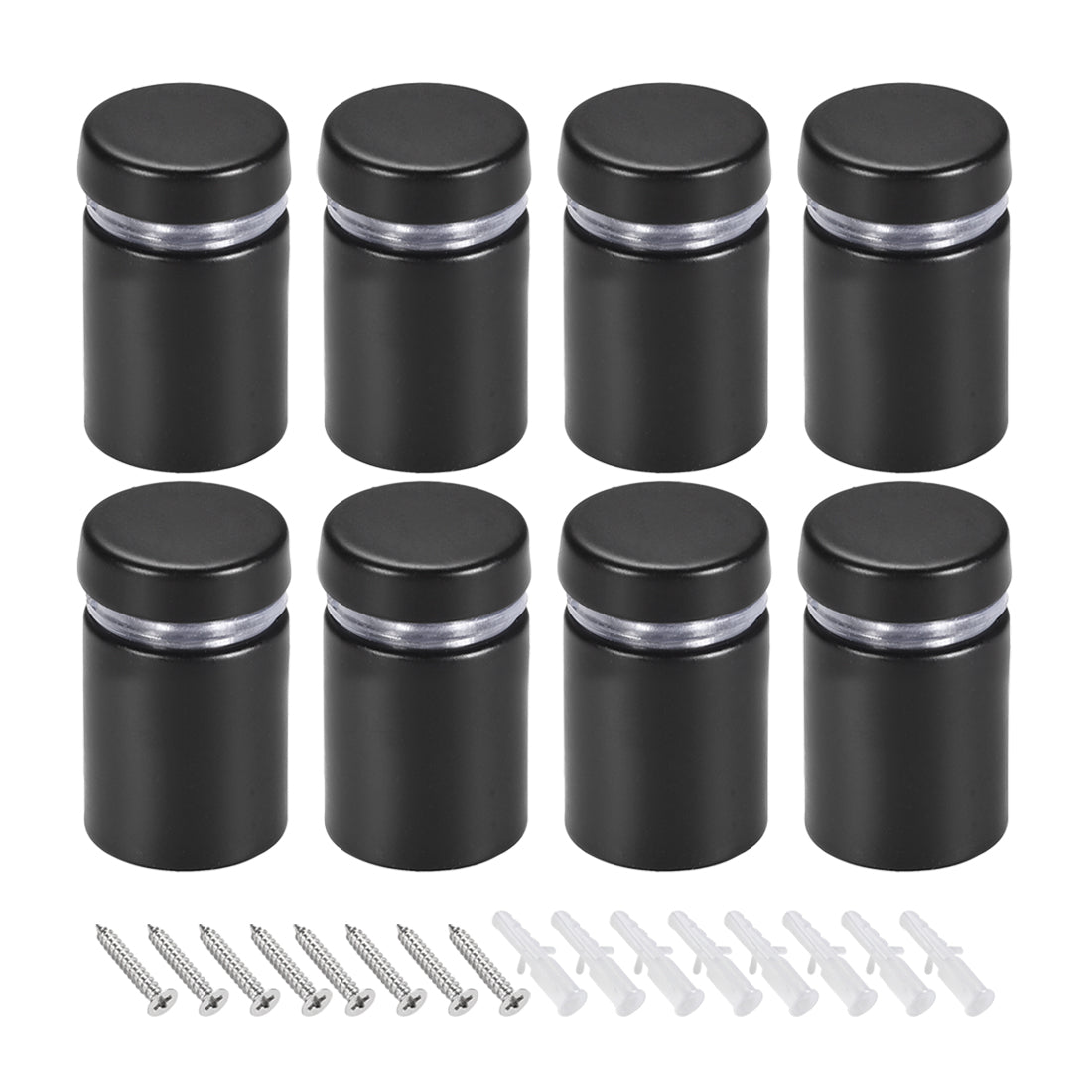 Harfington Glass Standoff Mount Stainless Steel Wall Standoff Holder Advertising Nails 16mm Dia 27mm Length Black with Screws , 8 Pcs