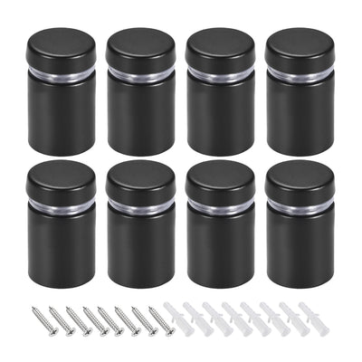 Harfington Glass Standoff Mount Stainless Steel Wall Standoff Holder Advertising Nails 16mm Dia 27mm Length Black with Screws , 8 Pcs