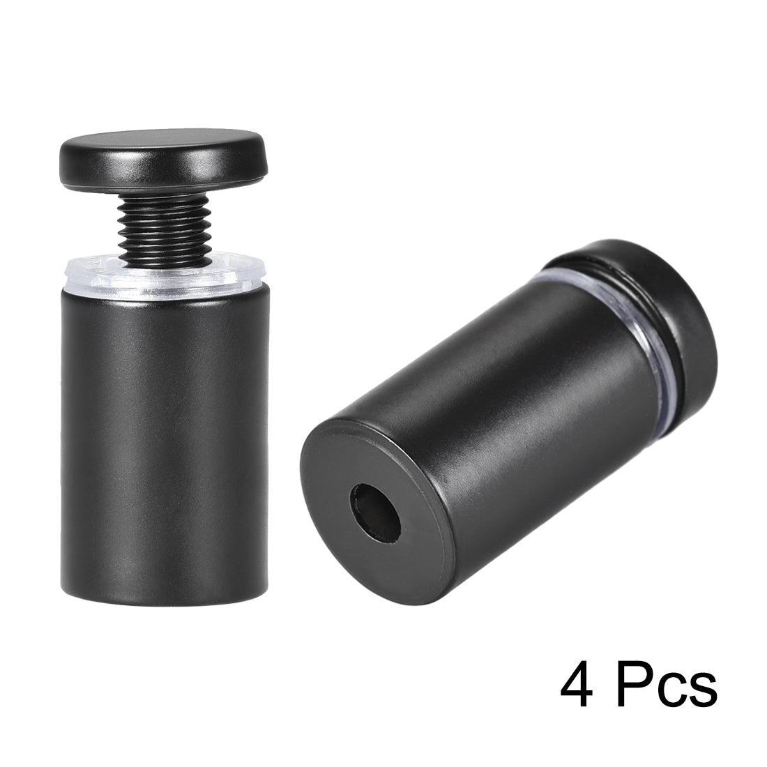 Harfington Glass Standoff Mount Stainless Steel Wall Standoff Holder Advertising Nails 16mm Dia 32mm Length Black with Screws , 4 Pcs