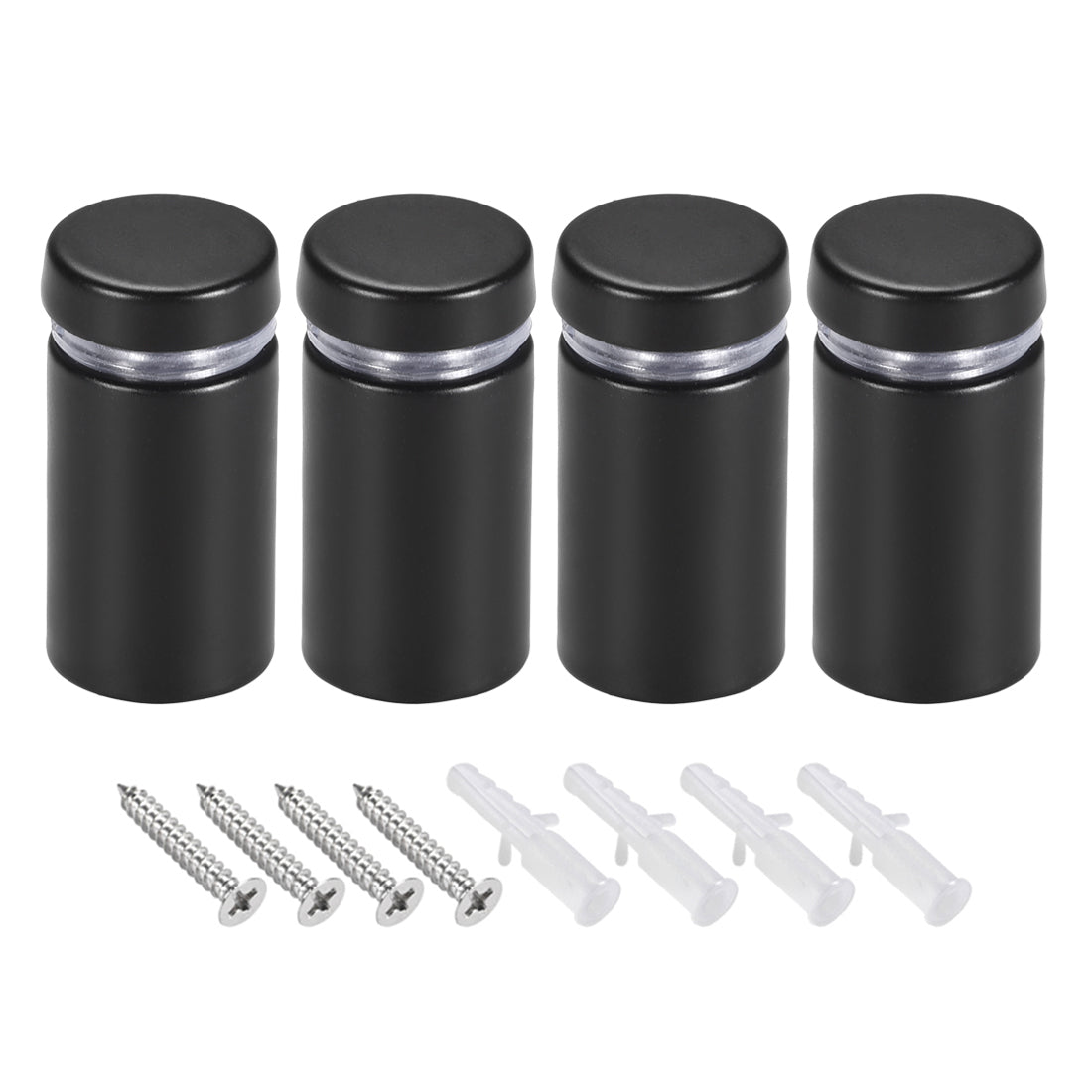 Harfington Glass Standoff Mount Stainless Steel Wall Standoff Holder Advertising Nails 16mm Dia 32mm Length Black with Screws , 4 Pcs