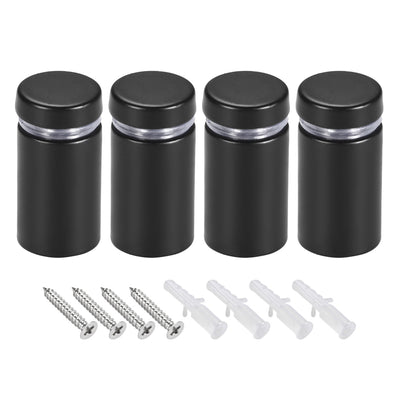 Harfington Glass Standoff Mount Stainless Steel Wall Standoff Holder Advertising Nails 16mm Dia 32mm Length Black with Screws , 4 Pcs
