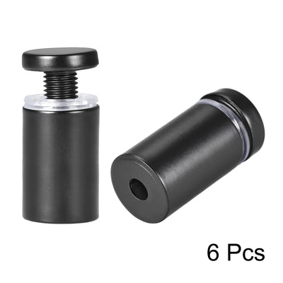 Harfington Glass Standoff Mount Stainless Steel Wall Standoff Holder Advertising Nails 16mm Dia 32mm Length Black with Screws , 6 Pcs