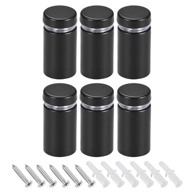 Harfington Glass Standoff Mount Stainless Steel Wall Standoff Holder Advertising Nails 16mm Dia 32mm Length Black with Screws , 6 Pcs