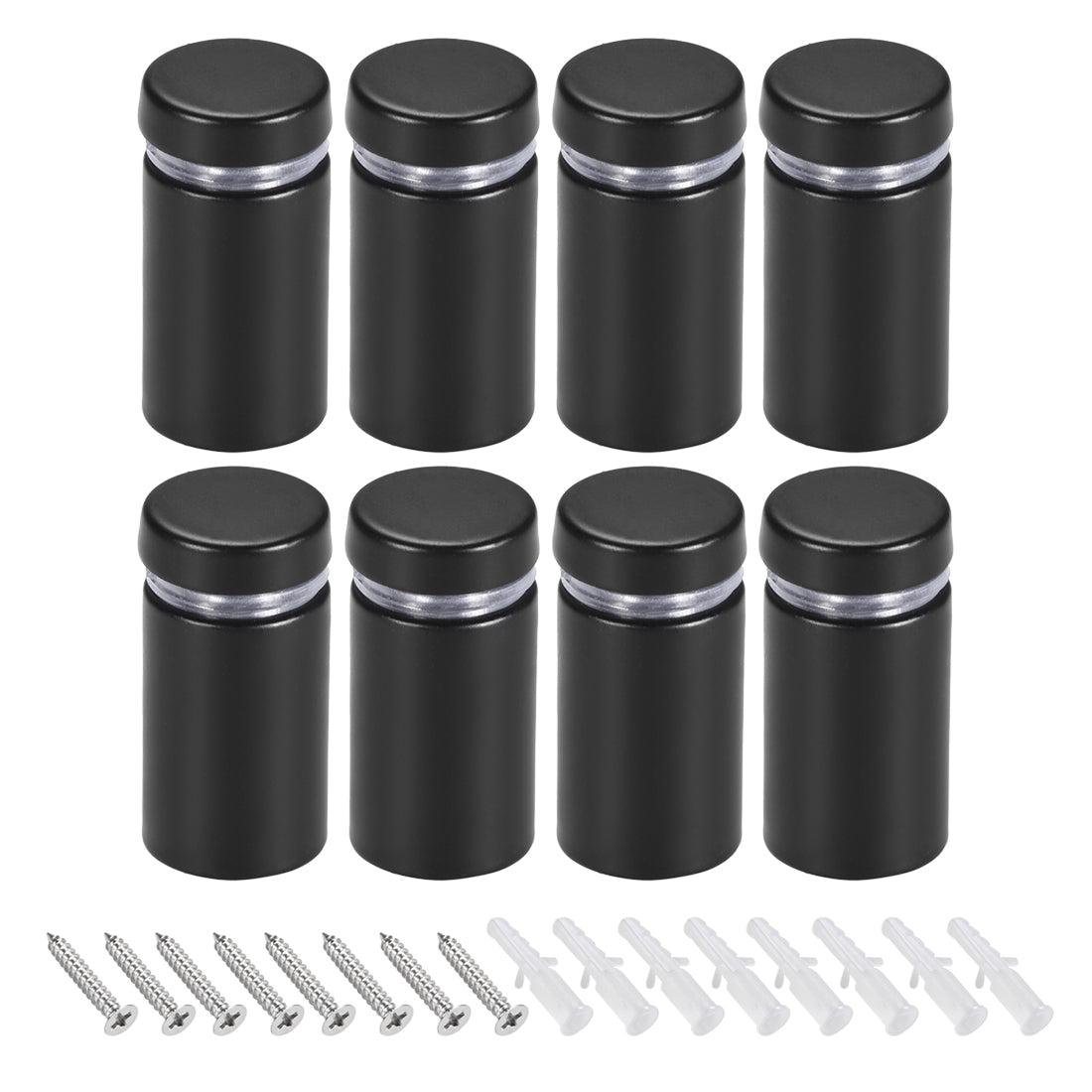 Harfington Glass Standoff Mount Stainless Steel Wall Standoff Holder Advertising Nails 16mm Dia 32mm Length Black with Screws , 8 Pcs
