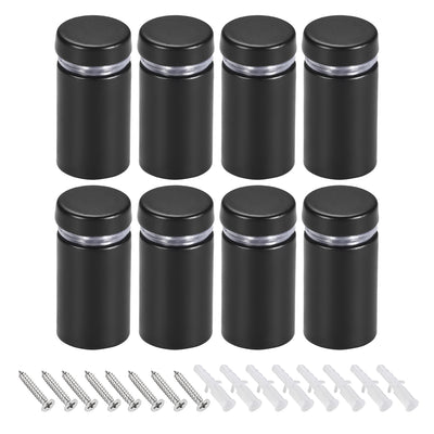 Harfington Glass Standoff Mount Stainless Steel Wall Standoff Holder Advertising Nails 16mm Dia 32mm Length Black with Screws , 8 Pcs