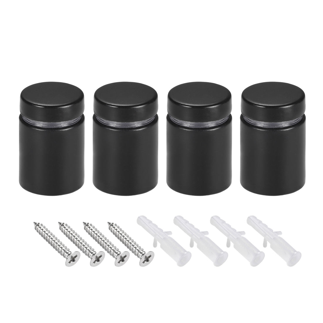 Harfington Glass Standoff Mount Stainless Steel Wall Standoff Holder Advertising Nails 19mm Dia 26mm Length Black with Screws , 4 Pcs