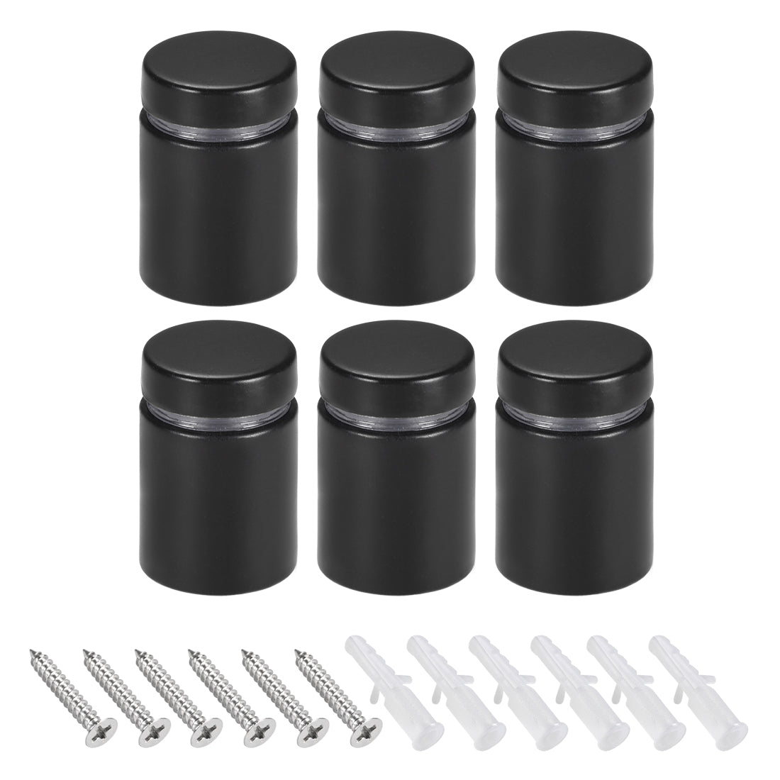 Harfington Glass Standoff Mount Stainless Steel Wall Standoff Holder Advertising Nails 19mm Dia 26mm Length Black with Screws , 6 Pcs