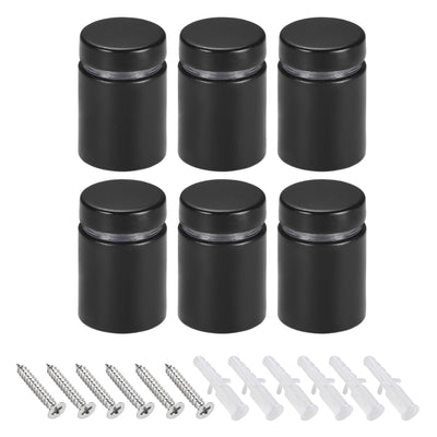 Harfington Glass Standoff Mount Stainless Steel Wall Standoff Holder Advertising Nails 19mm Dia 26mm Length Black with Screws , 6 Pcs