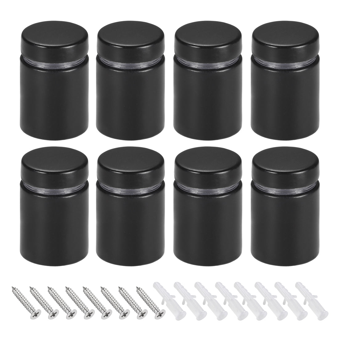 Harfington Glass Standoff Mount Stainless Steel Wall Standoff Holder Advertising Nails 19mm Dia 26mm Length Black with Screws , 8 Pcs