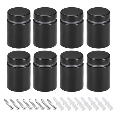 Harfington Glass Standoff Mount Stainless Steel Wall Standoff Holder Advertising Nails 19mm Dia 26mm Length Black with Screws , 8 Pcs