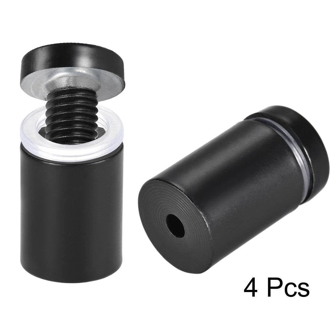 Harfington Glass Standoff Mount Stainless Steel Wall Standoff Holder Advertising Nails 19mm Dia 32mm Length Black with Screws , 4 Pcs