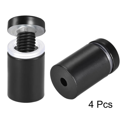 Harfington Glass Standoff Mount Stainless Steel Wall Standoff Holder Advertising Nails 19mm Dia 32mm Length Black with Screws , 4 Pcs