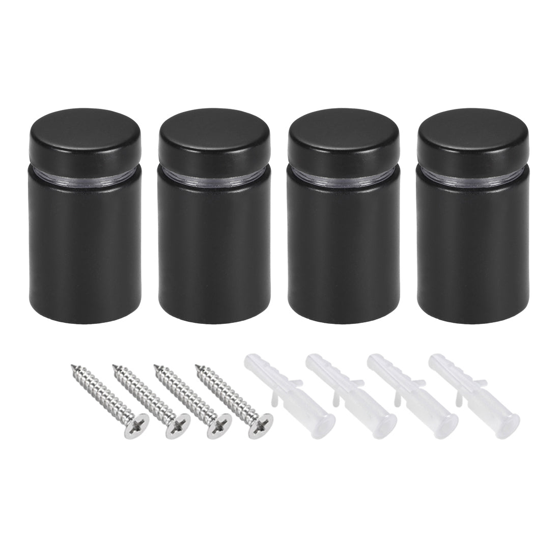 Harfington Glass Standoff Mount Stainless Steel Wall Standoff Holder Advertising Nails 19mm Dia 32mm Length Black with Screws , 4 Pcs