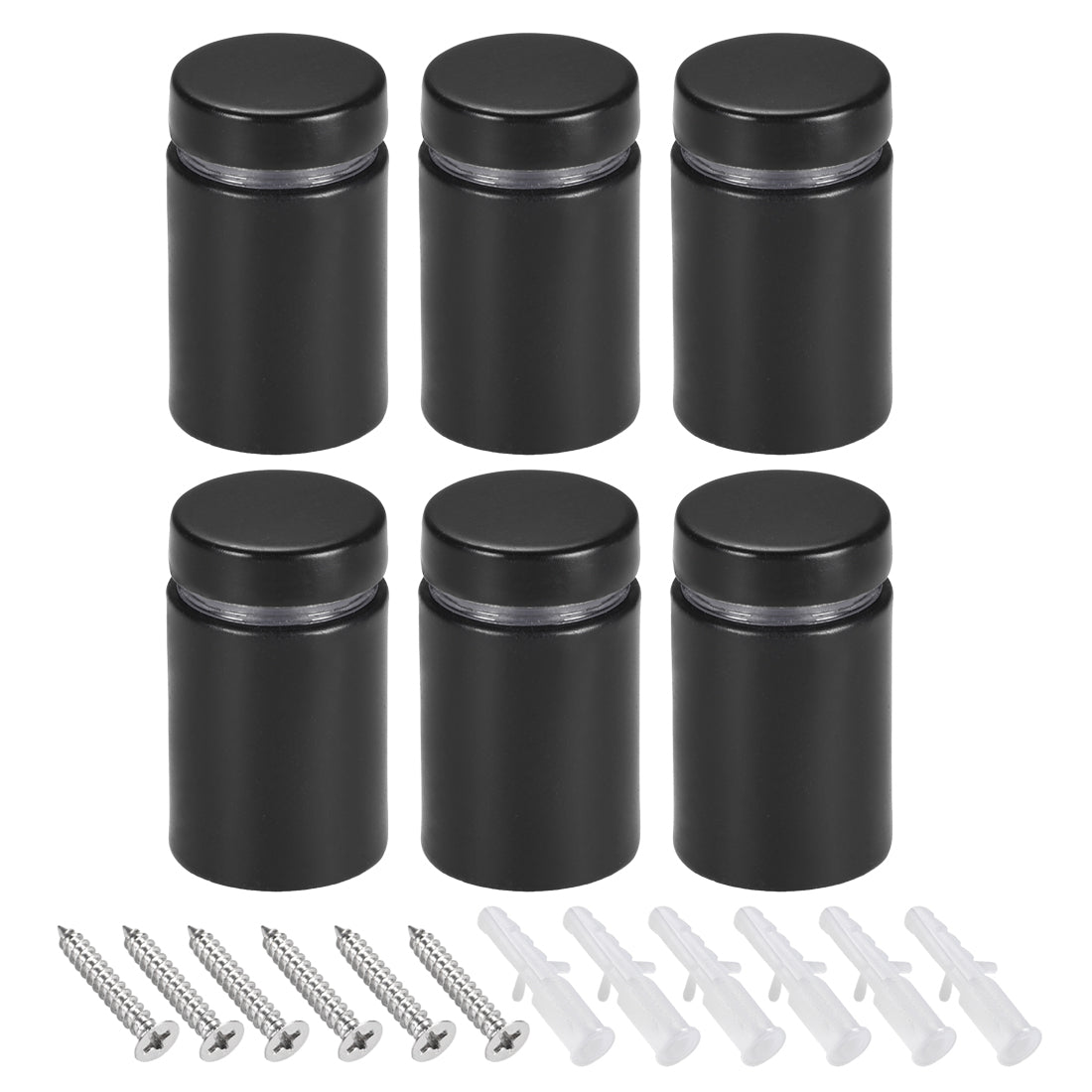 Harfington Glass Standoff Mount Stainless Steel Wall Standoff Holder Advertising Nails 19mm Dia 32mm Length Black with Screws , 6 Pcs